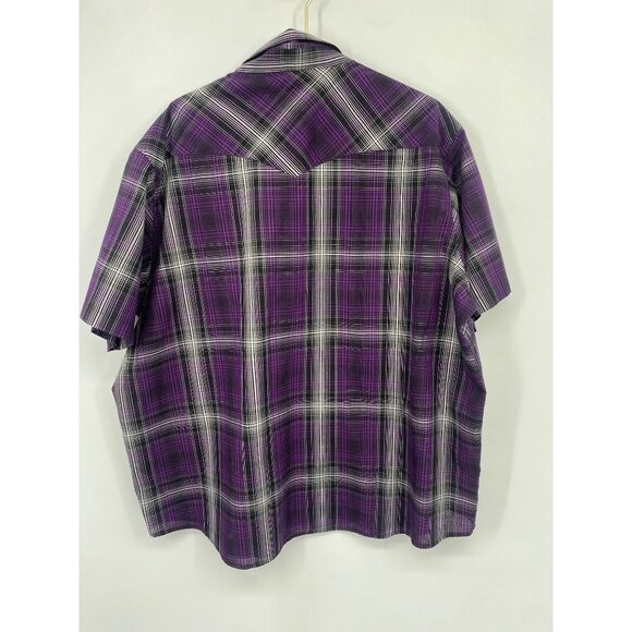 Wrangler Wrancher Short Sleeve Casual Pearl Snap Shirt Men's 3XL  Plaid Western - Picture 3 of 4